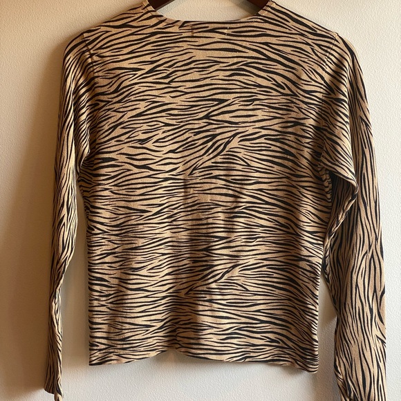 Vintage Petites by SML Silk Blend Zebra Print Cardigans Sweater Crew Neck Size S - Picture 5 of 6